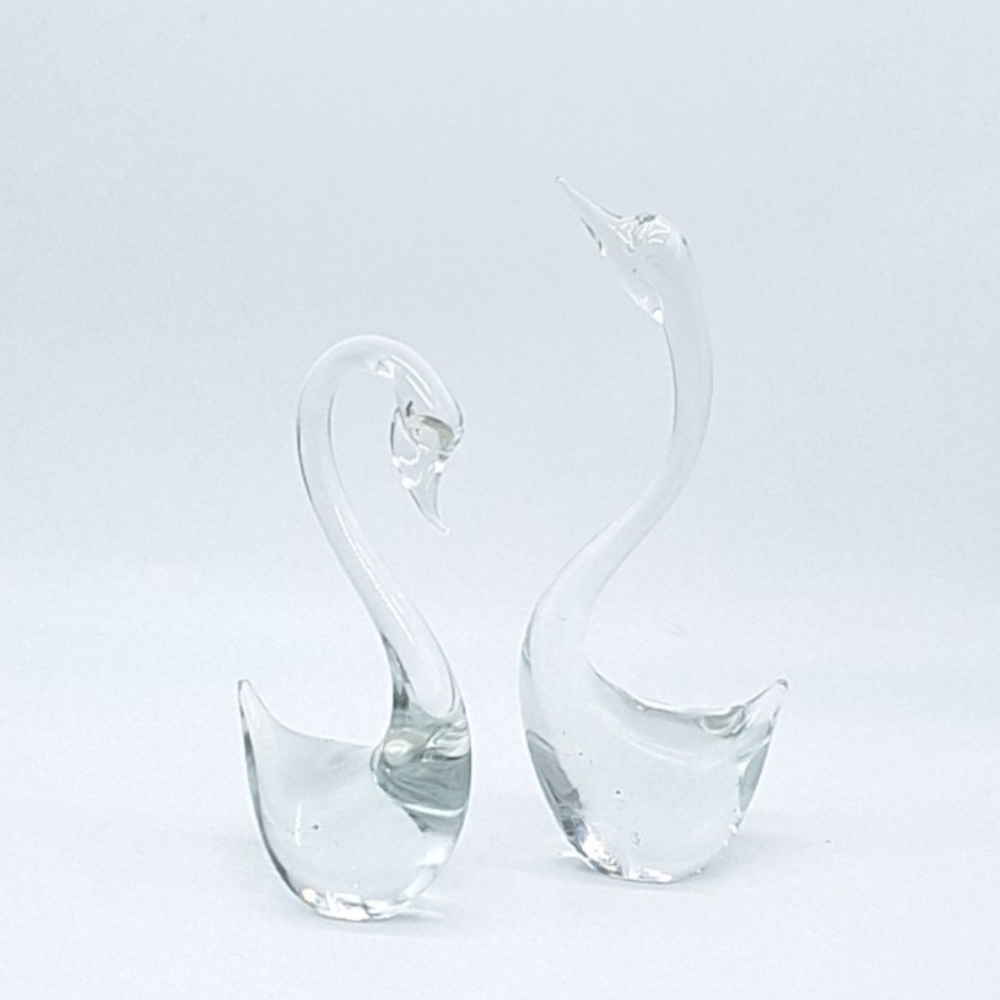 Vintage‎ Art Glass Long Neck Swans MB (L07)